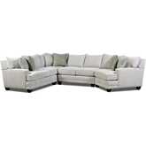 Kennedy Left Arm Sectional Sofa with Angled Cuddler in Silver Grey Microsuede